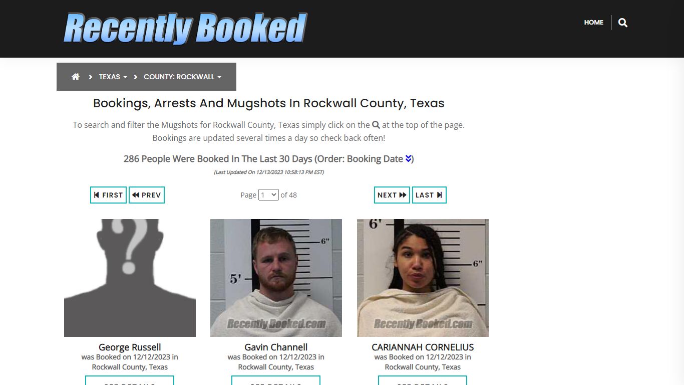 Recent bookings, Arrests, Mugshots in Rockwall County, Texas